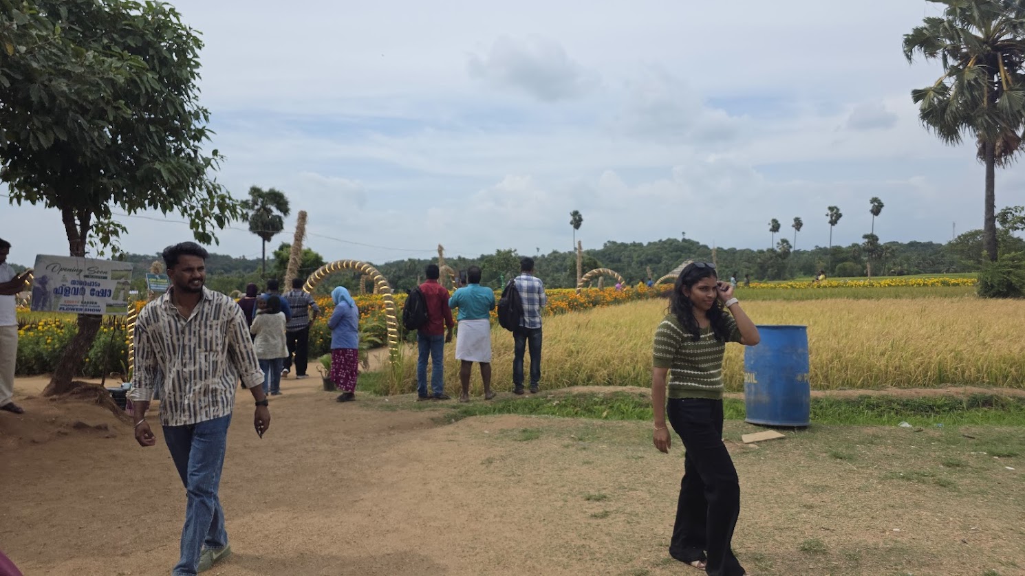 Tourists walking in marigold park